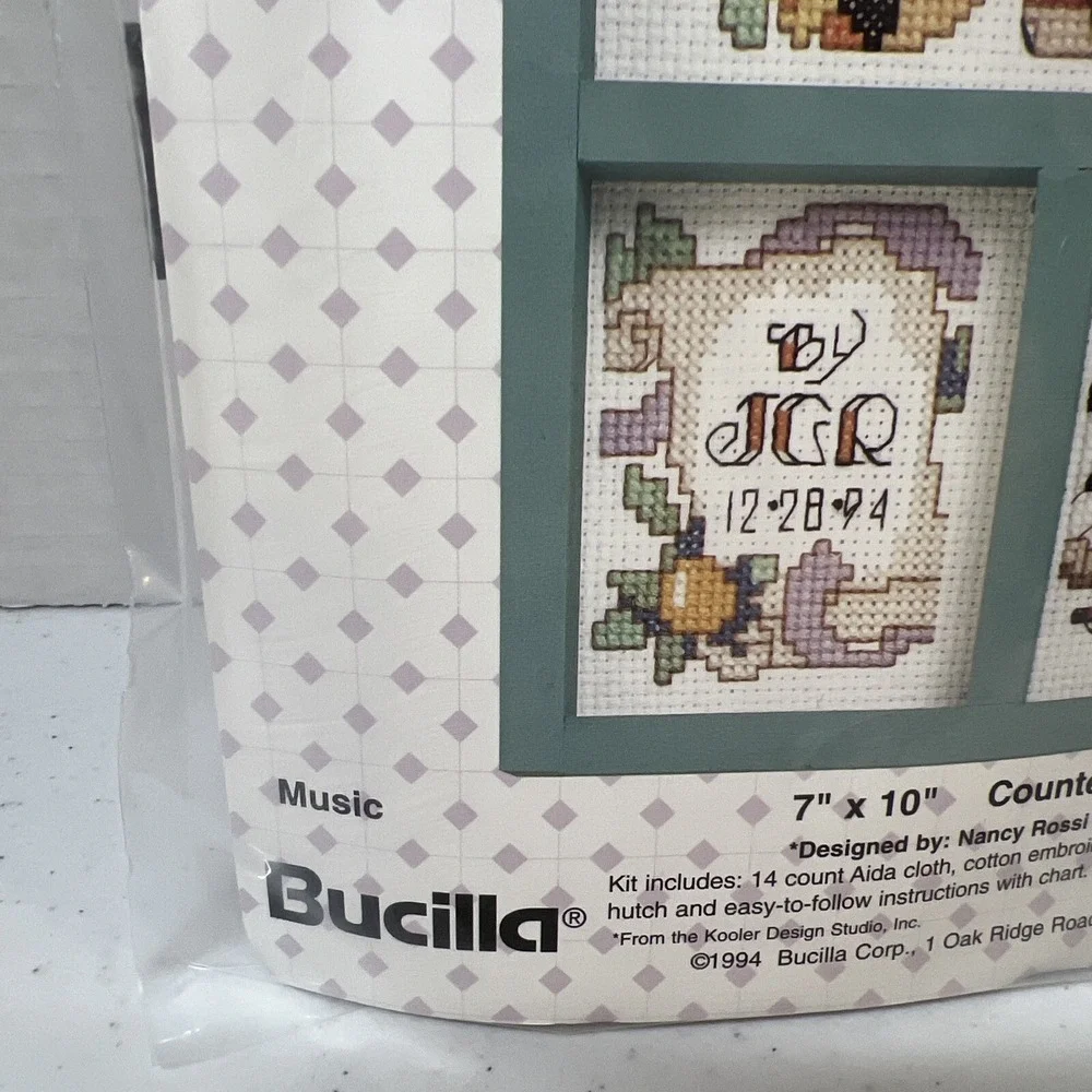 Vtg Bucilla Gallery Of Stitches Music Cross-Stitch Hutch Kit 1994 #33453